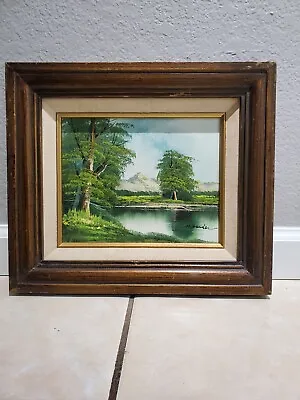 Vintage  Oil  Painting On Canvas 10 X8  Wood Frame In Good Condition  • $48