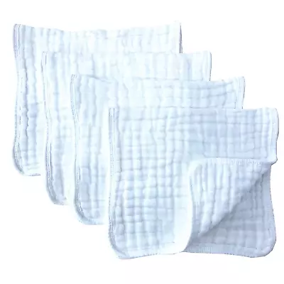 Muslin Burp Cloths 4 Pack Large 20  By 10  100% Cotton 6 Layers Extra Absorbent  • $10.77