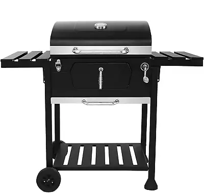 Smoker Barbecue Outdoor Charcoal Portable Grill Camping BBQ Wheels Side Table • £138.99