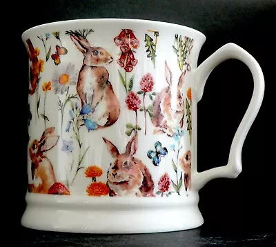 Rabbits Bunnies Design Colourful Fine Bone China Tankard Large Mug • £10.99