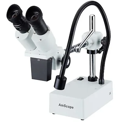 AmScope 20X Widefield Stereo Microscope W Boom Arm Stand & LED Incident Light • $348.16