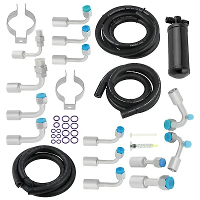 Universal 134a Air Conditioning Hose Kit O-Ring & Fittings & Drier & AC Hose Set • $104