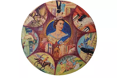 Waddingtons Circular Jigsaw Vintage Queen Elizabeth II 1953 Coronation • £7.50