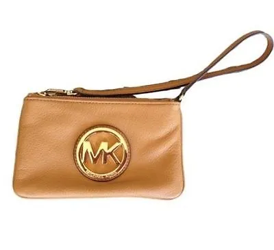 Michael Kors Fulton Wristlet Peanut Brown Leather Wallet NWT • $37.49