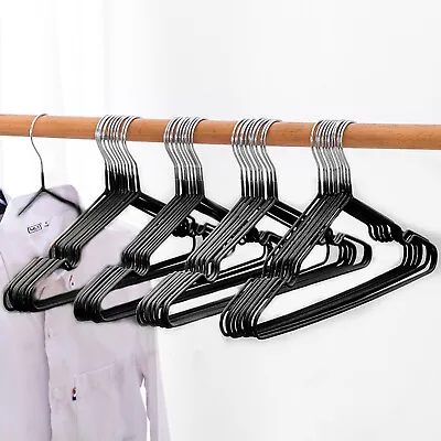 80 Black Heavy Duty Metal Wire Hangers 16  Strong Standard Coat & Clothes Hanger • $18.99