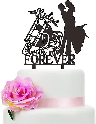 Motorcycle Wedding Cake Topper Ride With Me Forever Cake Topper Bride And Groo • $14.65