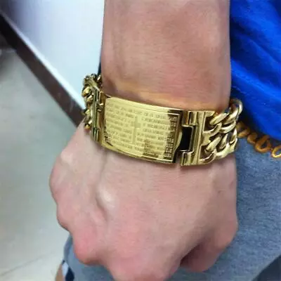 Fashion Mens 18K Gold Stainless Steel Bible Cross Wrist Chain Bracelet Bangle 9  • $12.34