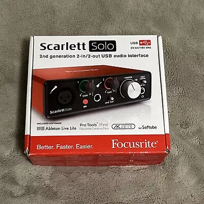 Focusrite Scarlett Solo 2nd Gen 2-in/2-out USB Audio Interface With Box • $69.99