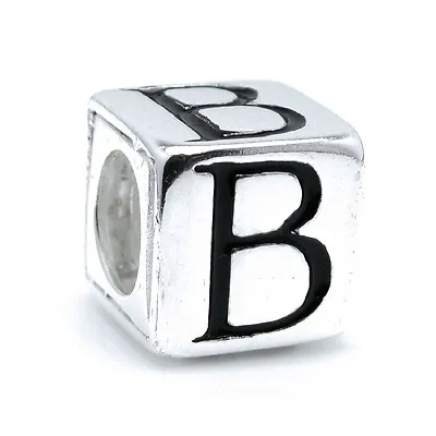 $12.98 • Buy Sterling Silver Letter Alphabet Initial Cube Bead For European Charm Bracelet
