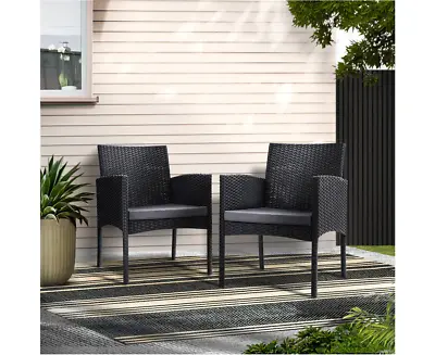 $256.99 • Buy Outdoor Bistro Chairs Patio Furniture Dining Chair Wicker Garden Cushion