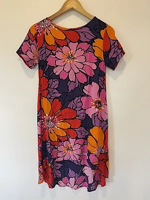 MISTER ZIMI River Santorini Floral Print Short Sleeve Mini Dress Size 6 EUC • $39.95