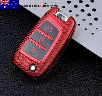$26.99 • Buy TPU Flip Smart Key Cover Case Fob Shell For Hyundai I30 I35 I40 Solaris Kona Red