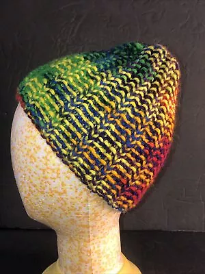 Rainbow Beanie Knit Hat Handmade Rasta Hippy Bohemian Boho Colorful Cap • $15.93