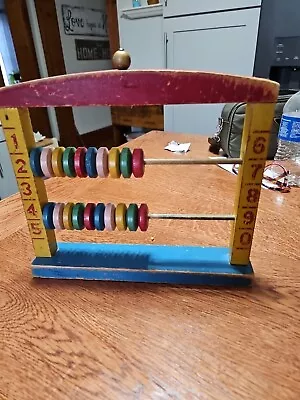 Vintage Wooden Counting WHEELS. SAM SAM TOYS • $12