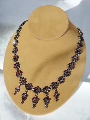 Victorian Antique Bohemian Red Garnet Faceted Gilt Necklace • $595