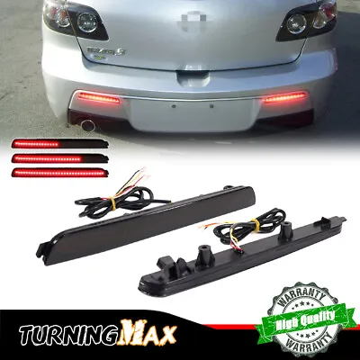 For 2004-2009 Mazda 3 Smoke Lens Red LED Rear Bumper Reflector Brake Light Lamps • $21.99