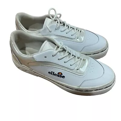 Ellesse Shoes Alzina Women’s 8 White Leather Tennis Casual White Lowtop EUC • $12.50
