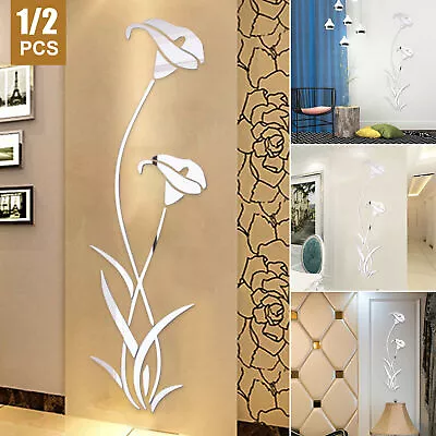 3D DIY Mirror Flower Art Removable Wall Sticker Acrylic Mural Decal Home Decor • $8.48