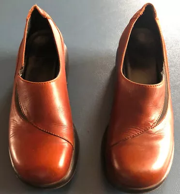 DANSKO Vintage Brown Leather Platform Chunky Loafer Clog Shoe Size 40 US 9/9.5 • $15