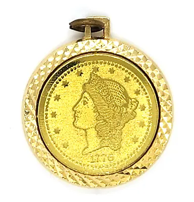 Vintage Estate Goldtone 1776 Coin Pendant With Green Hologram Design On Back • £17.27