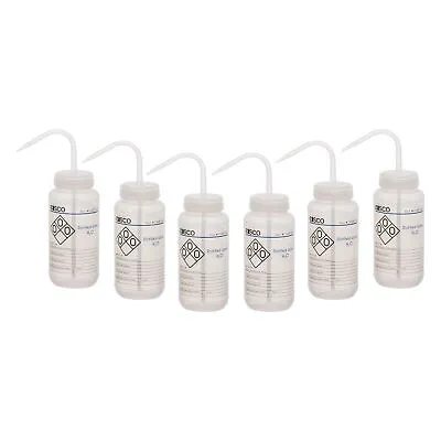 6PK Distilled Water Wash Bottle 500ml - Wide Mouth - LDPE - Eisco Labs • $33.99