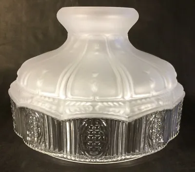 10  Glass Oil Kerosene Lamp Shade Satin Crystal Top & Clear Panels Fits Aladdin • $109.70