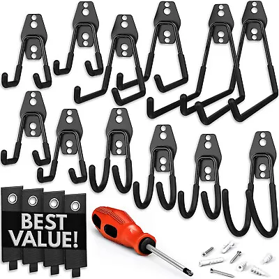 17PCS SET-Steel Garage Storage Utility Hook Wall Organizer Tool Ladder Hanger US • $17.99