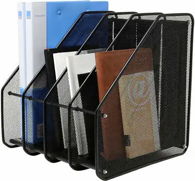 4 Compartment Metal Mesh Document And File Organizer Rack Magazine Holder • $27.99