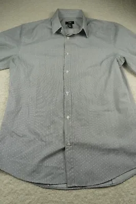 H&M Men Medium White Blue Striped Long Sleeve Button Down Shirt Q708 • $15