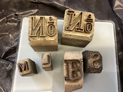 £5 • Buy Vintage Wood And Copper Printing Blocks Letters & No.