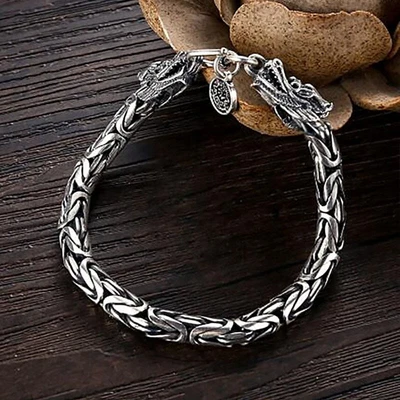 $6.99 • Buy 925 Sterling Silver Vintage Dragon Bracelet Unique Elegant Trendy Bangle Jewelry