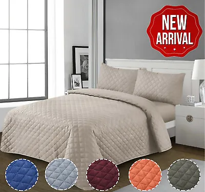 Embossed Quilted Bedspread Comforter Luxury Bedding Set Large Sofa Cover Throw • £15.75