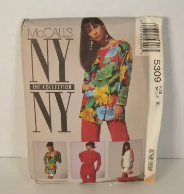 McCall's NY NY Collection 5309 Jacket Dress/Top Pants Misses 16 Pattern Uncut • $6.99