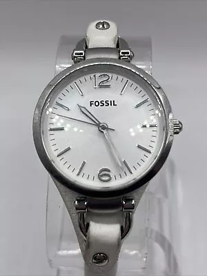 Fossil Riley Women's Quartz Watch White Leather Band ES2829- New Battery • $14