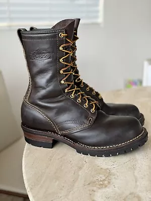 Wesco Jobmaster Lineman Smoke Jumper Vibram Brown Leather Boots Steel Toe SZ 9 D • $349