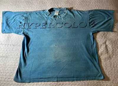 VTG 90s Hypercolor Color Change Faded Distressed Shirt Size L Made In USA Blue • $15.44