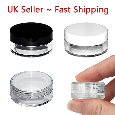 10ml 10g Empty Round Plastic Storage Pot Jar Sample Cosmetic Makeup Travel JF • £3.99