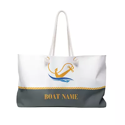 Custom Boat Name Canvas Tote Personalized Nautical Bag Coastal Colors • $38.99