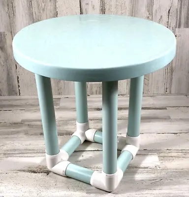 VTG 70's 80's PVC Pipe & Fiberglass Top Mint Green/White Side End Patio Table • $58