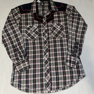 Vintage Chute #1 Shirt Mens L Plaid Pearl Snap Western Wear Cowboy See Meas • $25