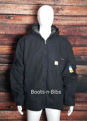 Carhartt 104392 Mens 3XL Reg Washed Duck Sherpa Lined Coat Jacket Black XXX $140 • $82.79