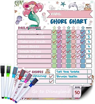 Mermaid Chore Chart Magnetic Reward Chart For Kids Good Behavior Cultivation • $13.99