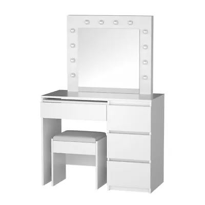 $233.23 • Buy Artiss Dressing Table LED Makeup Mirror Stool Set 12 Bulbs Vanity Desk White