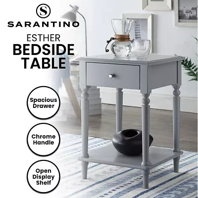 Sarantino Esther Bedside Table With Drawer In Grey • $119
