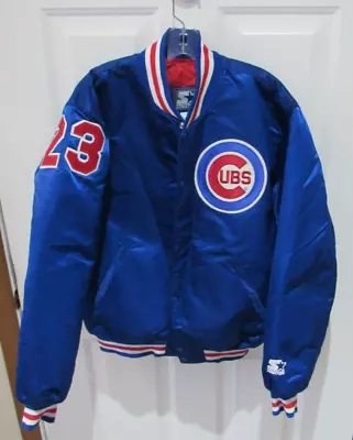 Vintage Chicago Cubs Satin Starter Jacket MLB Adult Size Large SANDBERG # 23 • $399.99