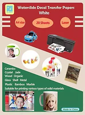£14.99 • Buy 20 Sheets DIY A4 Laser Water Slide Decal Paper Transfer Paper Sheets White Type