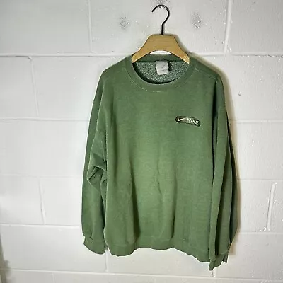 Vintage Nike Sweatshirt Mens XL Green Made In USA 90s Swoosh Travis Scott Forest • $67.17