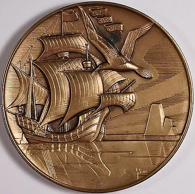 1985 Bronze CALENDAR MEDAL By Marcel Jovine LIBERTY SHIP Snakes Medallic Art Co • $90