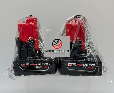 GENUINE Milwaukee OEM M12 Battery XC4.0 12V 4.0 Ah 48-11-2440 X2 2 Pack - NEW • $77.98