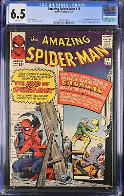Amazing Spider-Man #18 CGC 6.5 WHITE Pages! 1st Ned Leeds Marvel 1964 • £364.92